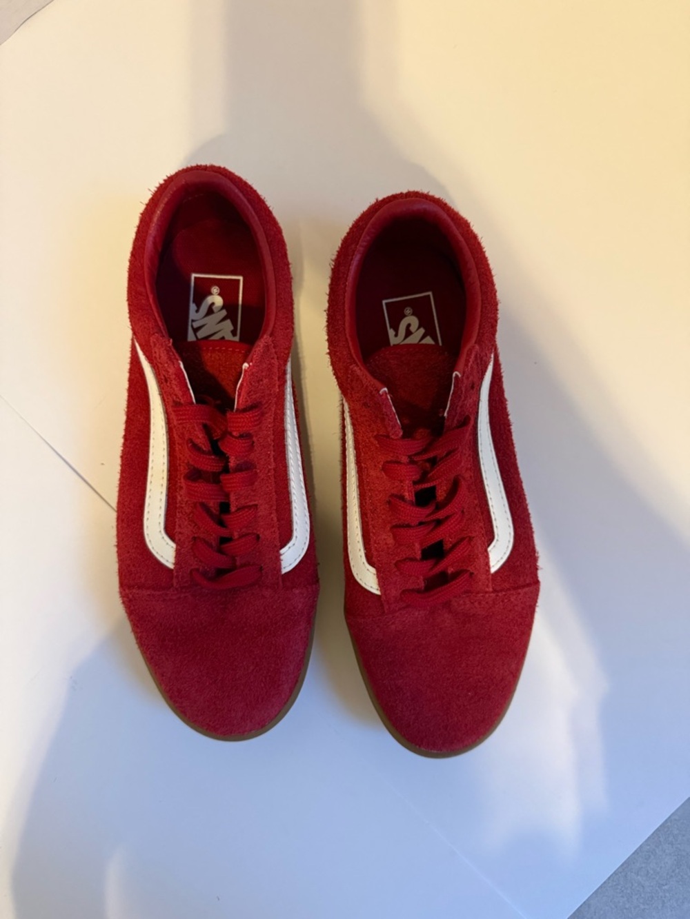 Vans Red Canvas Low-Top Sneakers with White Logo